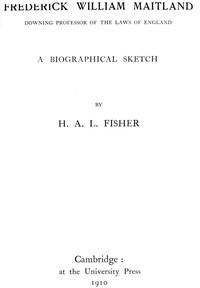 Frederick William Maitland, Downing Professor of the Laws of England cover