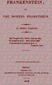 Frankenstein; Or, The Modern Prometheus cover